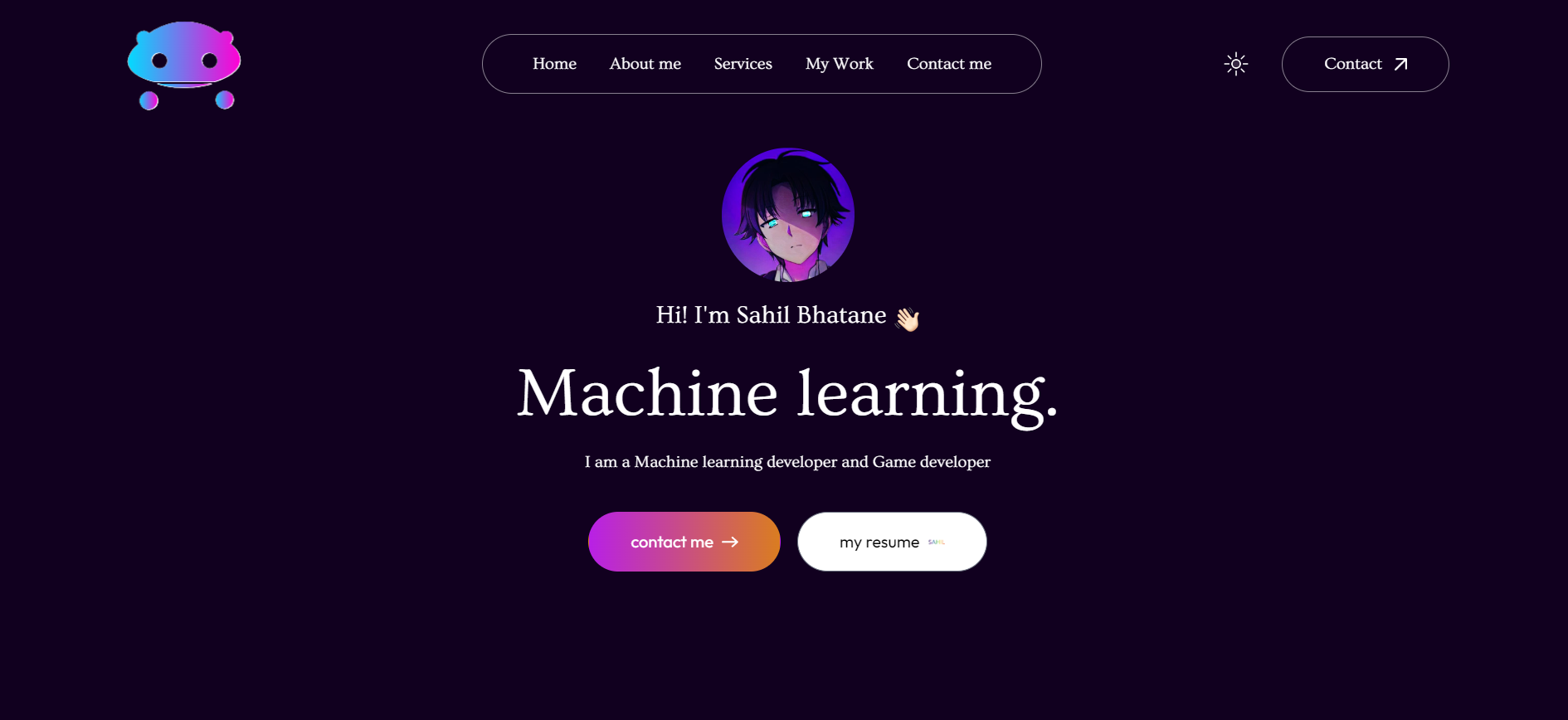 Portfolio landing page mock